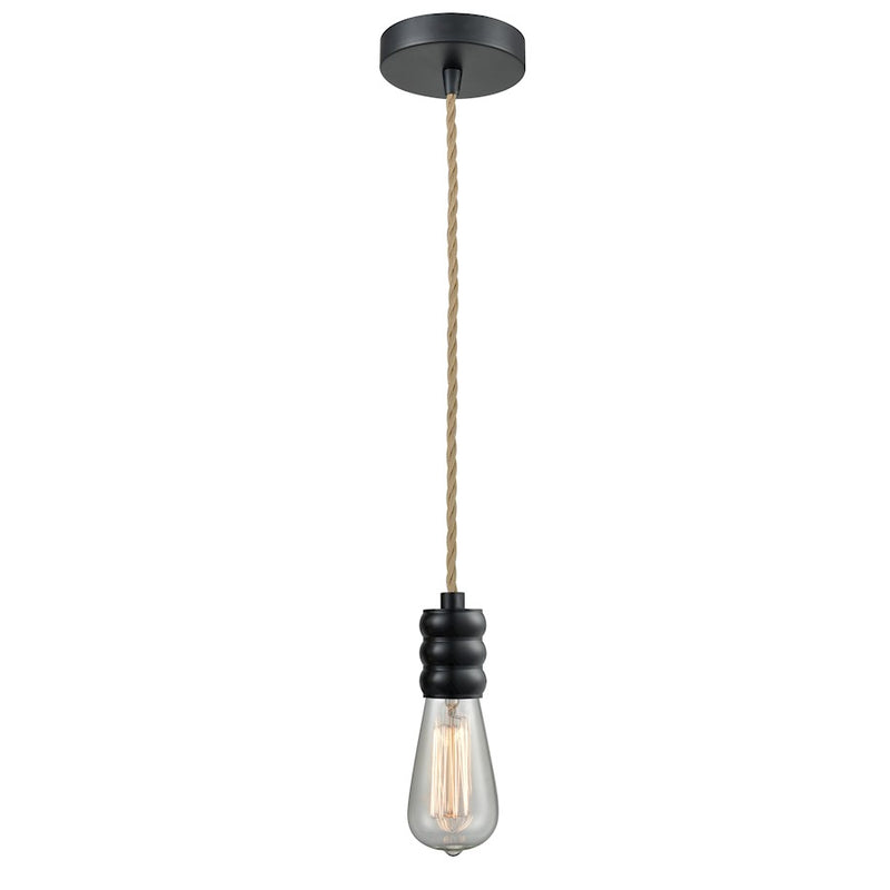 Innovations Gatsby Bare Bulb Mini Pendant, Black/Rope Cord