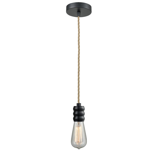 Innovations Gatsby Bare Bulb Mini Pendant, Black/Rope Cord