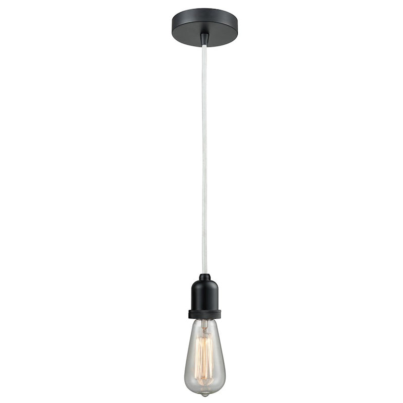 Innovations Whitney Bare Bulb Mini Pendant, Black/White Cord