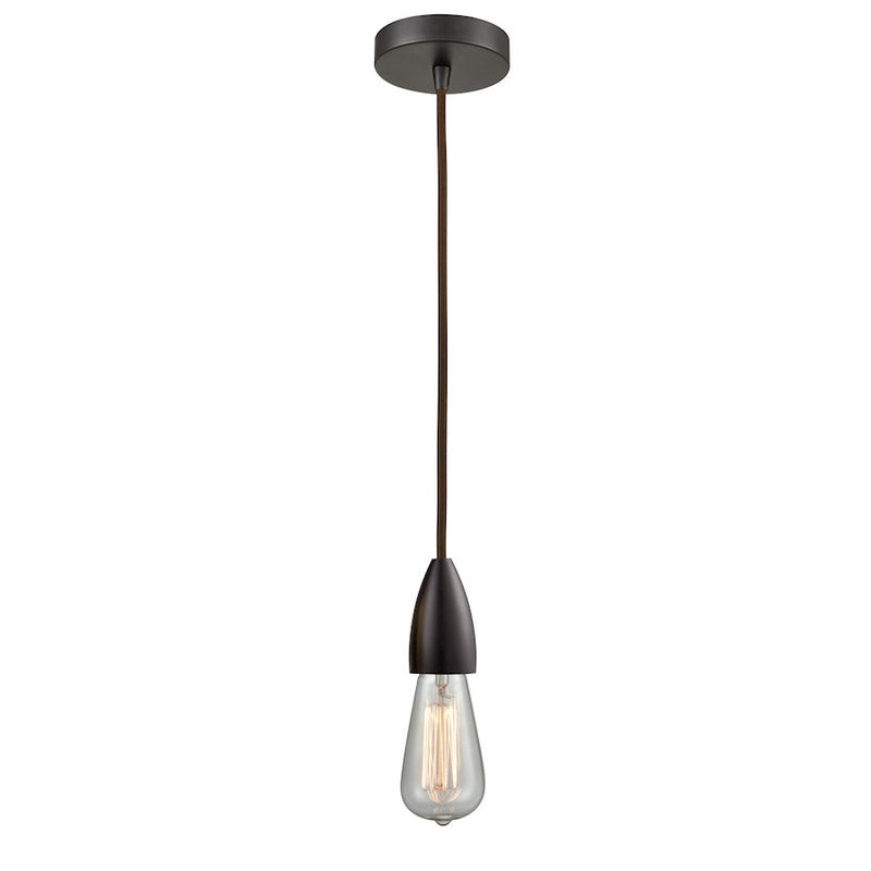 Innovations Fairchild Bare Bulb Mini Pendant, OBZ/Brown Cord