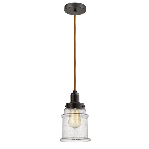 Innovations Whitney Canton 8in 1-Light Mini Pendant | Industrial Oil Rubbed Bronze and Seedy Glass | Kitchen Island | Model 100OB-10CR-0H-OB-G184