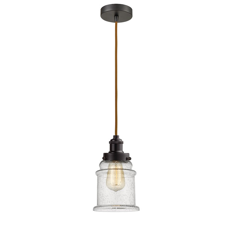 Innovations Edison Canton 8in 1-Light Mini Pendant | Industrial Oil Rubbed Bronze and Seedy Glass | Kitchen Island | Model 100OB-10CR-1H-OB-G184