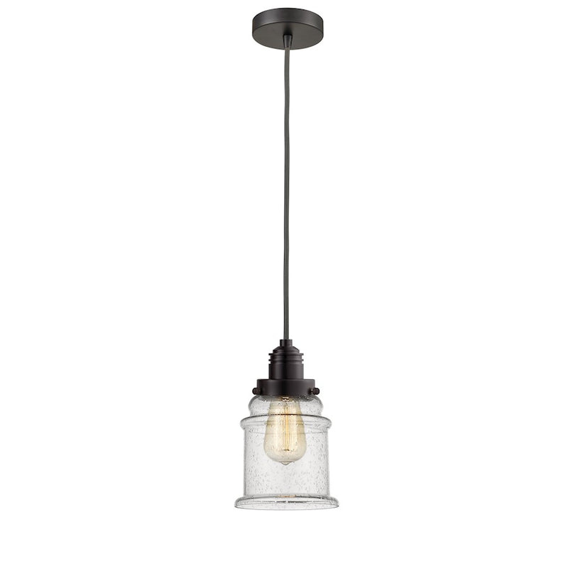 Innovations Winchester Canton 2-Light Mini Pendant | Oil Rubbed Bronze and Seedy Glass | Kitchen Island & Dining Room | Model 100OB-10GY-2H-OB-G184