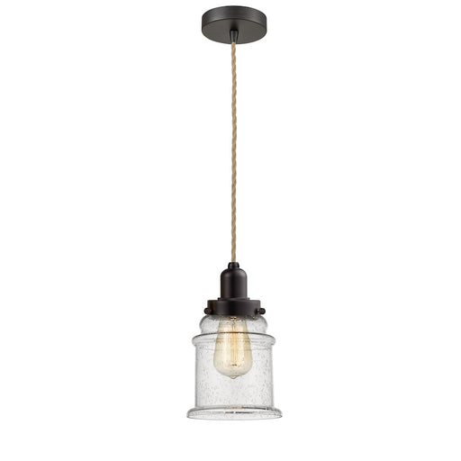 Innovations Whitney Canton 8in 1-Light Mini Pendant | Industrial Oil Rubbed Bronze and Seedy Glass Shade | Kitchen | Model 100OB-10RE-0H-OB-G184