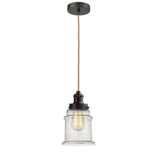 Innovations Lighting Canton 8in Mini Pendant | Industrial Oil Rubbed Bronze and Seeded Glass | Kitchen Island & Dining | Model 100OB-10RE-1H-OB-G184