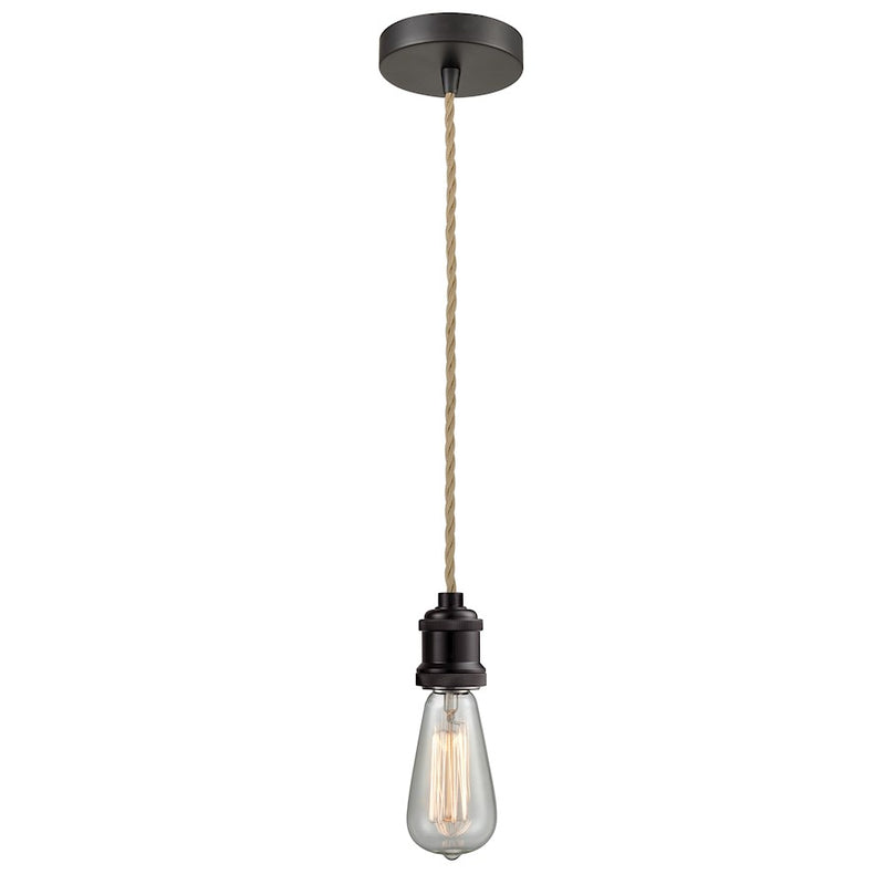 Innovations Edison Bare Bulb Mini Pendant, OBZ/Amber/Rope Cord