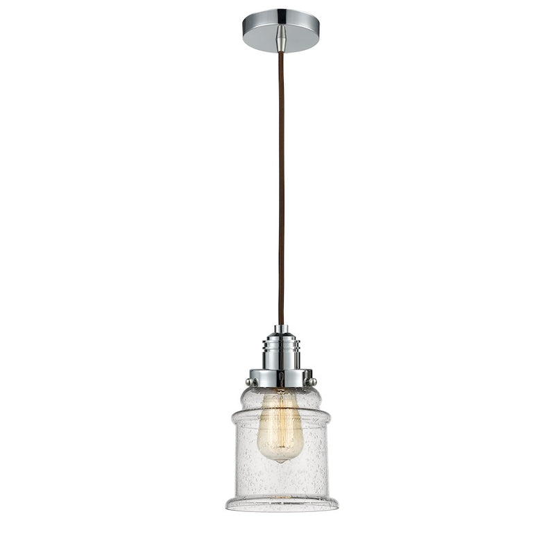 Innovations W Canton 11in 1-Light Mini Pendant | Industrial Polished Chrome and Seedy Glass | Kitchen Island & Dining | Model 100PC-10BR-2H-PC-G184