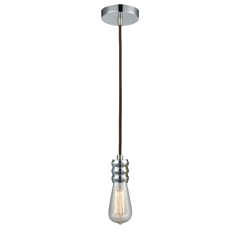 Innovations Gatsby Bare Bulb Mini Pendant, P Chrome/Brown Cord