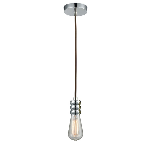 Innovations Gatsby Bare Bulb Mini Pendant, P Chrome/Brown Cord
