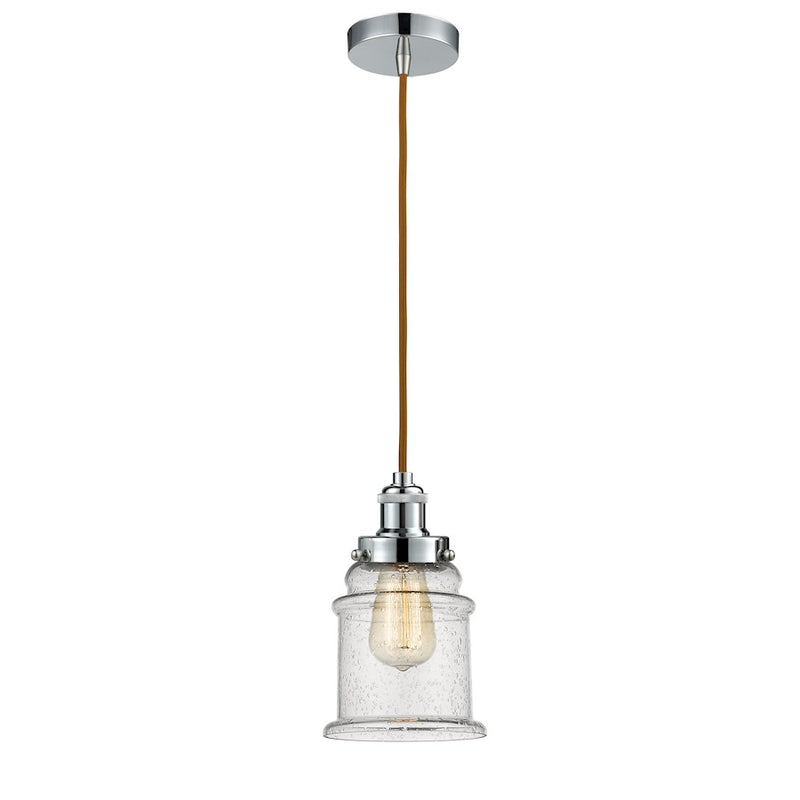 Innovations Edison Canton 1-Light Mini Pendant | Industrial Polished Chrome and Seeded Glass | Kitchen Island & Dining | Model 100PC-10CR-1H-PC-G184