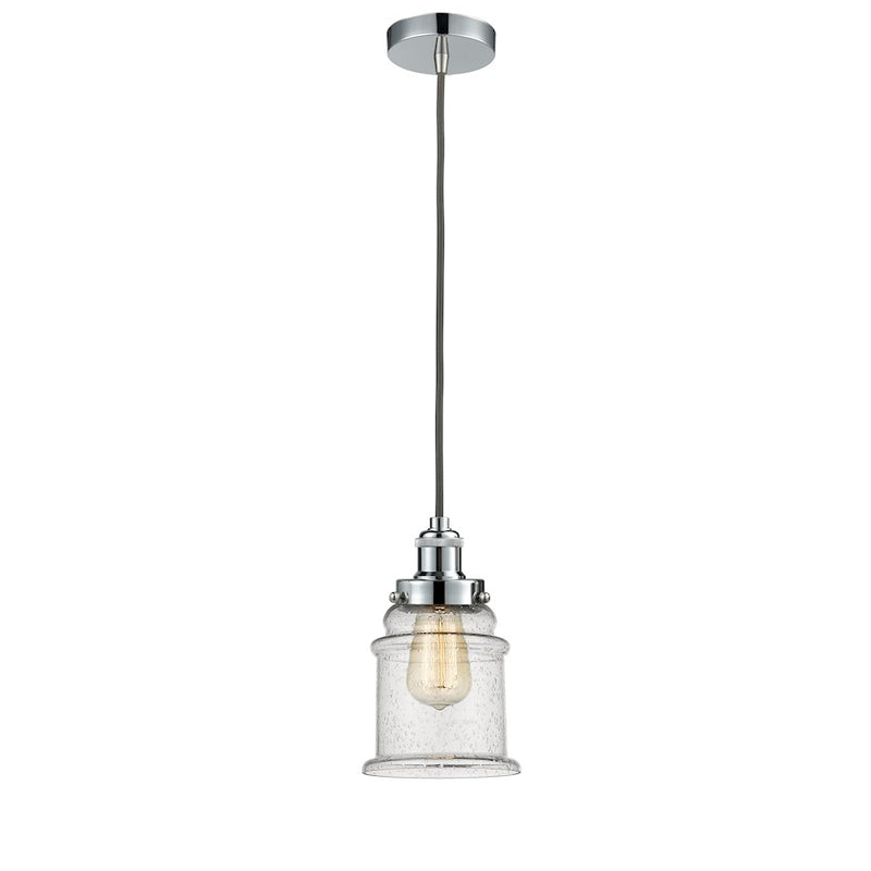 Innovations Canton Mini Pendant | Industrial Polished Chrome and Seedy Glass | Kitchen Island & Bar Area | 8 x 11.25 in | Model 100PC-10GY-1H-PC-G184