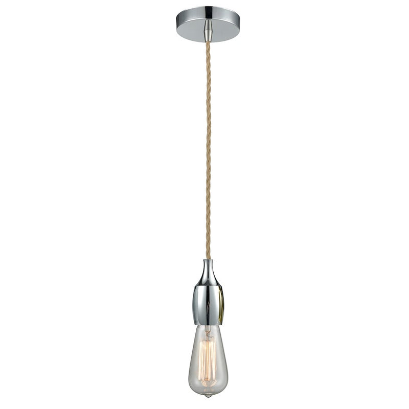 Innovations Chelsea Bare Bulb Mini Pendant, PC/Amber/Rope