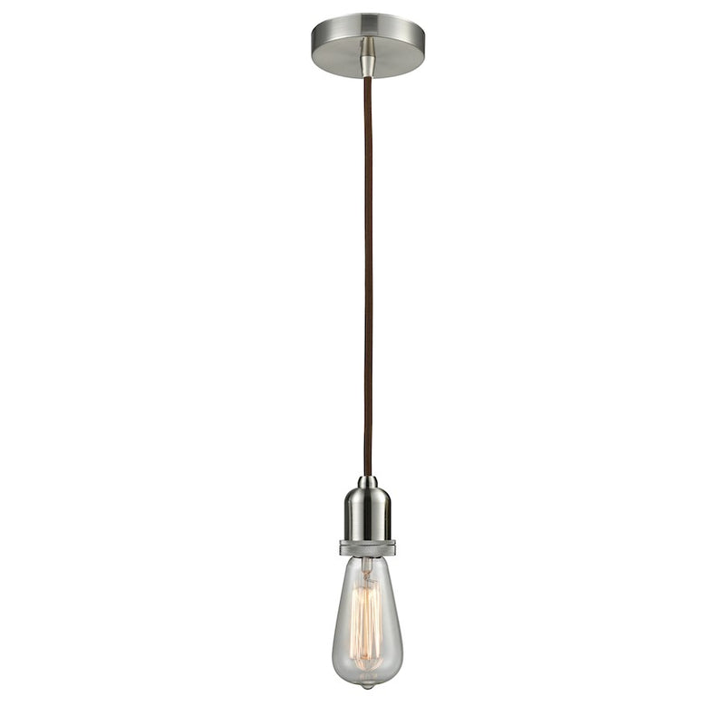 Innovations Whitney Bare Bulb Mini Pendant, SN/Brown