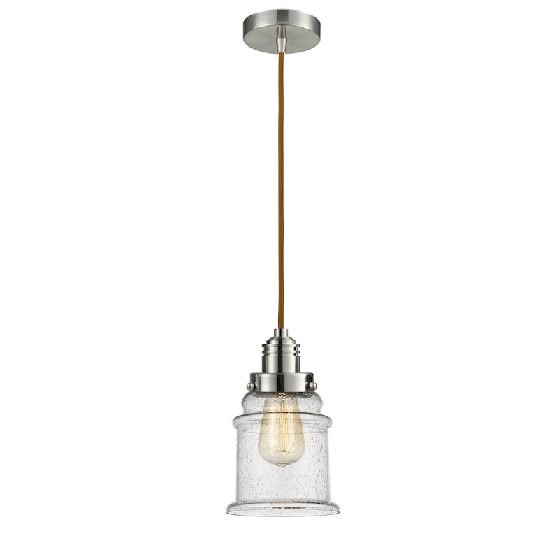 Innovations Winchester Canton 8in 2-Light Mini Pendant | Industrial Satin Nickel and Seedy Glass | Kitchen Island | Model 100SN-10CR-2H-SN-G184