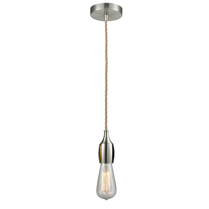 Innovations Chelsea Bare Bulb Mini Pendant, SN/Amber/Rope
