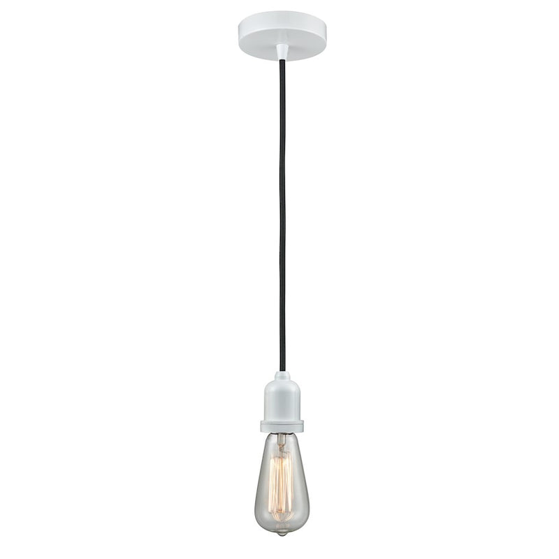Innovations Whitney Bare Bulb Mini Pendant, White/Black Cord