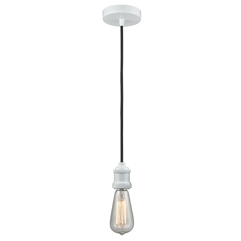Innovations Edison Bare Bulb Mini Pendant, White/Amber/Black Cord