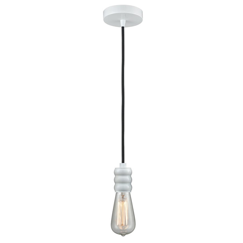 Innovations Gatsby Bare Bulb Mini Pendant, White/Black Cord