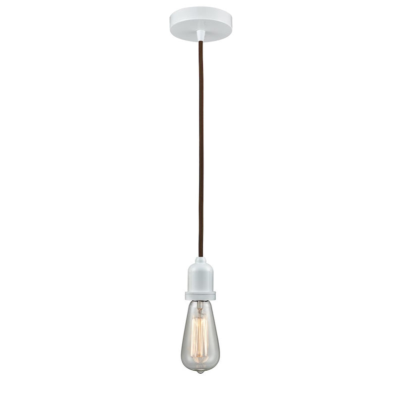 Innovations Whitney Bare Bulb Mini Pendant, White/Brown Cord