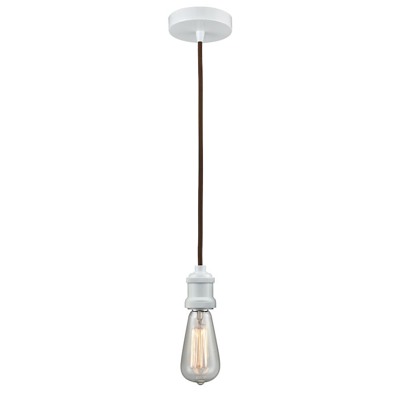 Innovations Edison Bare Bulb Mini Pendant, White/Amber/Brown Cord