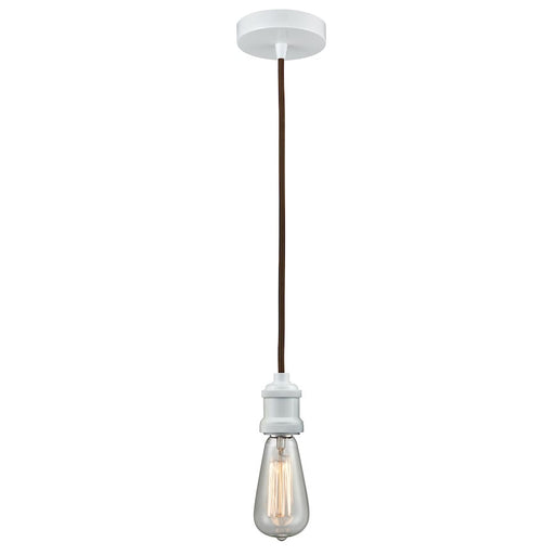 Innovations Edison Bare Bulb Mini Pendant, White/Amber/Brown Cord