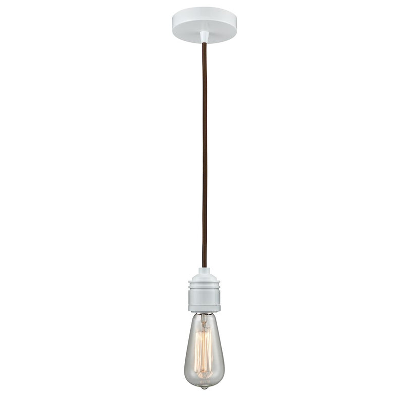 Innovations Winchester Bare Bulb Mini Pendant, White/Brown Cord