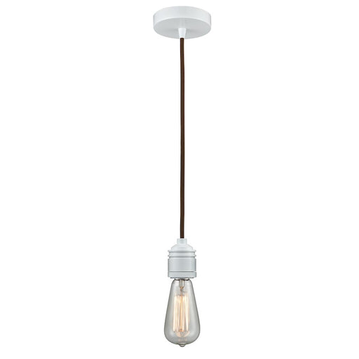 Innovations Winchester Bare Bulb Mini Pendant, White/Brown Cord