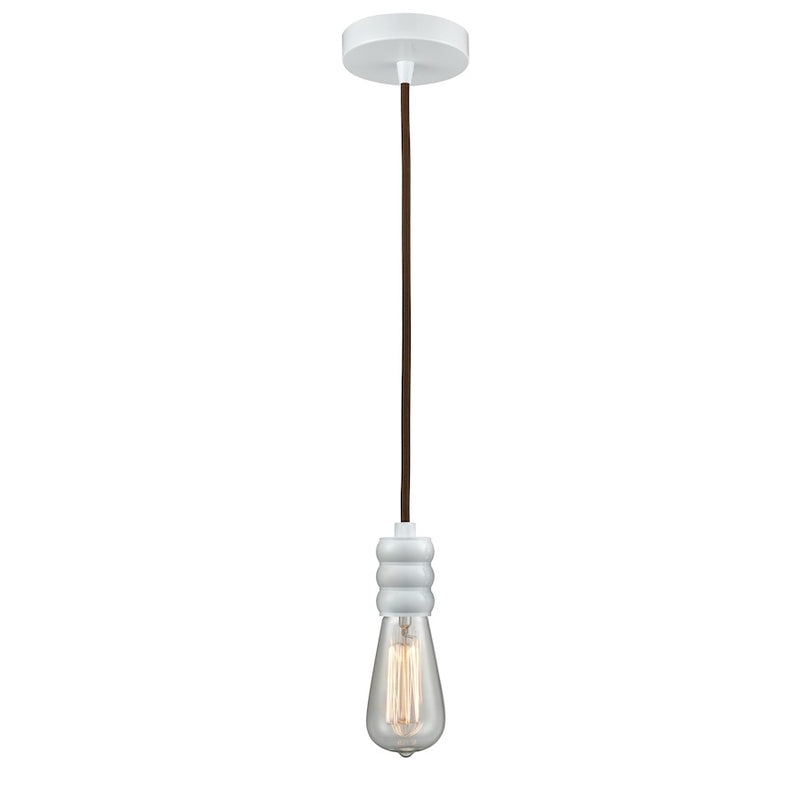 Innovations Gatsby Bare Bulb Mini Pendant, White/Brown Cord
