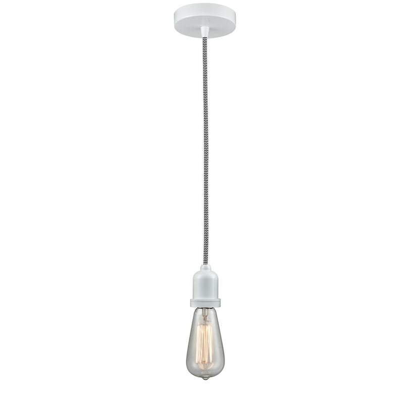 Innovations Whitney Bare Bulb Mini Pendant, White/Zebra Cord