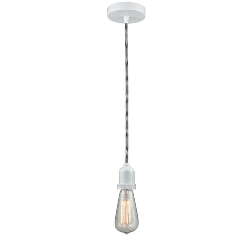 Innovations Whitney Bare Bulb Mini Pendant, White/Zebra Cord