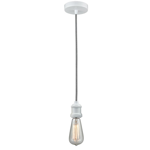 Innovations Edison Bare Bulb Mini Pendant, White/Amber/Zebra Cord