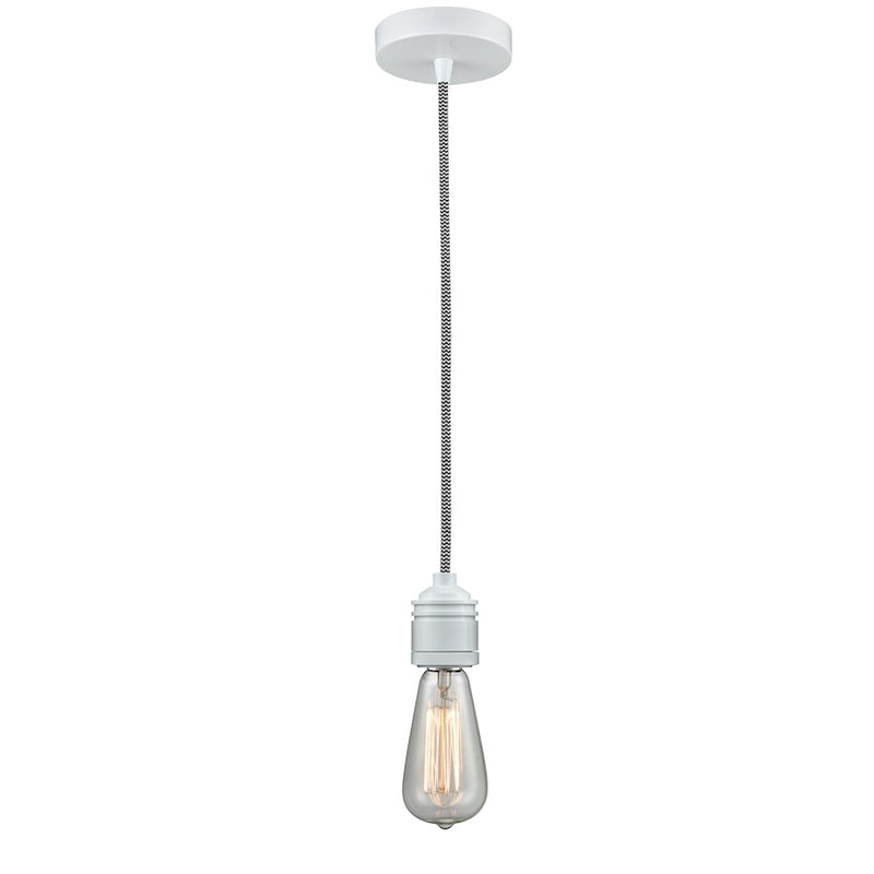 Innovations Winchester Bare Bulb Mini Pendant, White/Zebra Cord