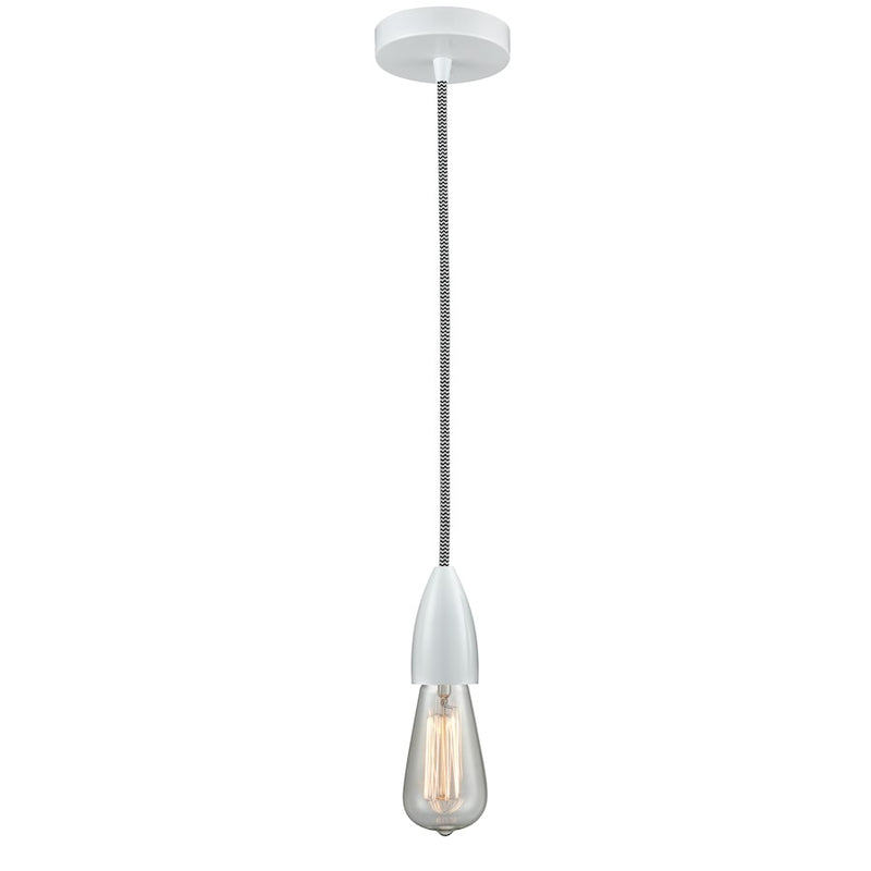 Innovations Fairchild Bare Bulb Mini Pendant, White/Zebra Cord