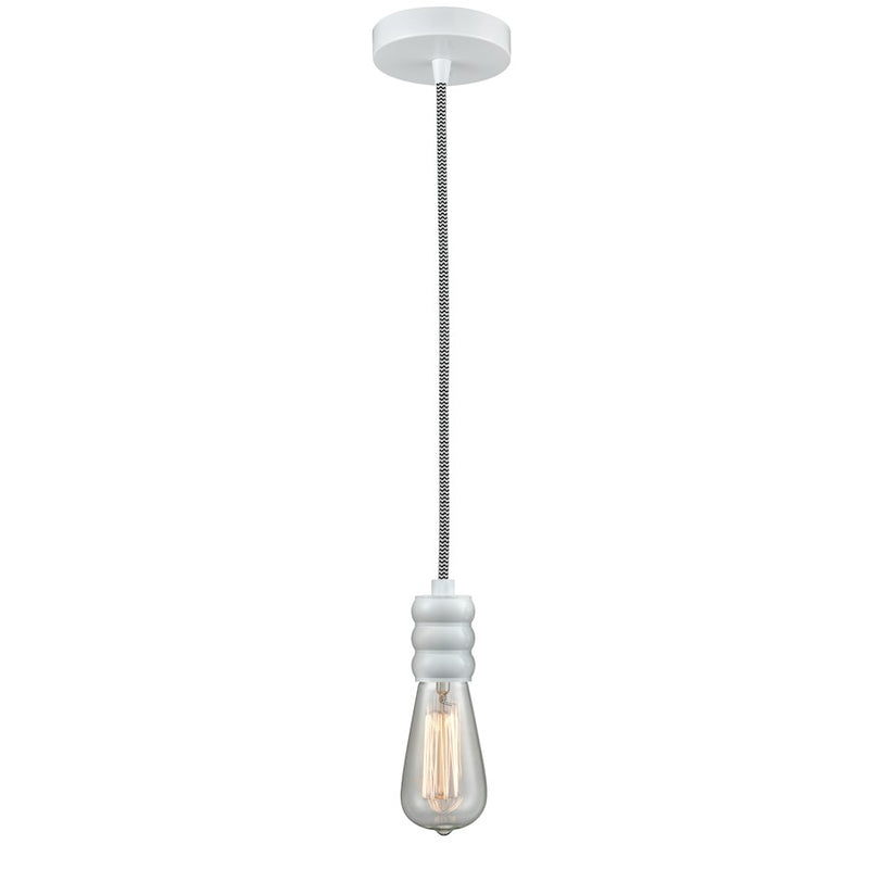 Innovations Gatsby Bare Bulb Mini Pendant, White/Zebra Cord
