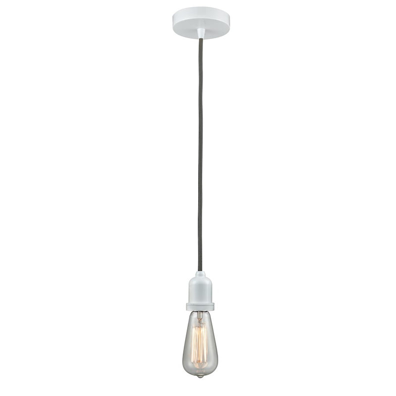 Innovations Whitney Bare Bulb Mini Pendant, White/Gray Cord
