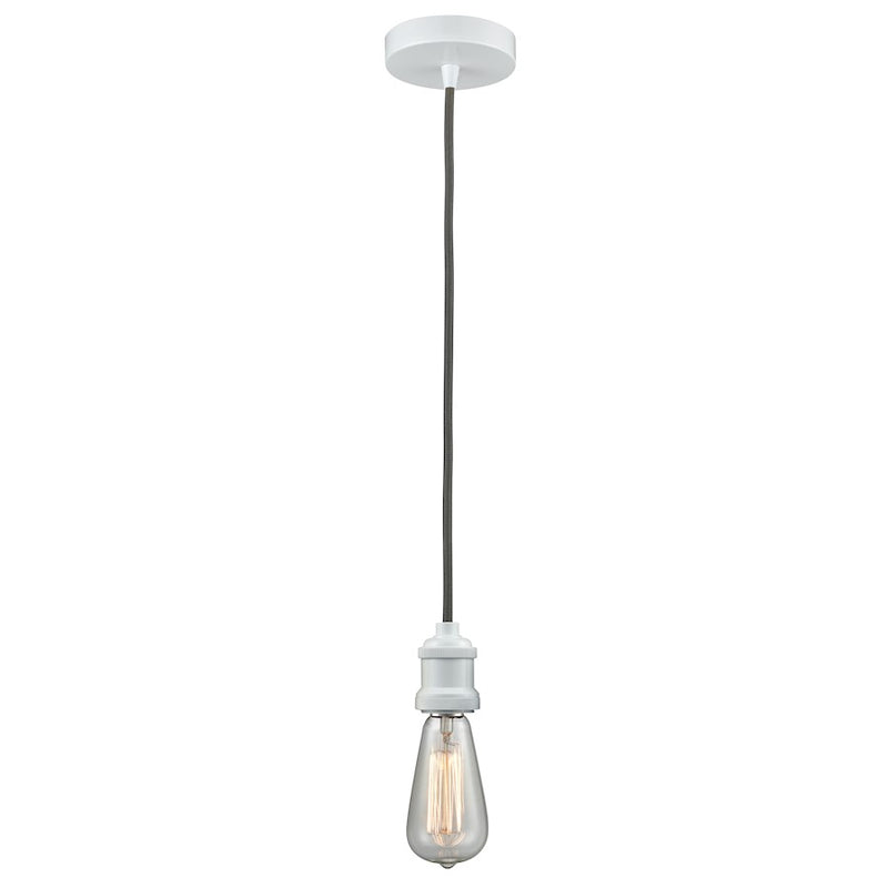 Innovations Edison Bare Bulb Mini Pendant, White/Amber/Gray Cord