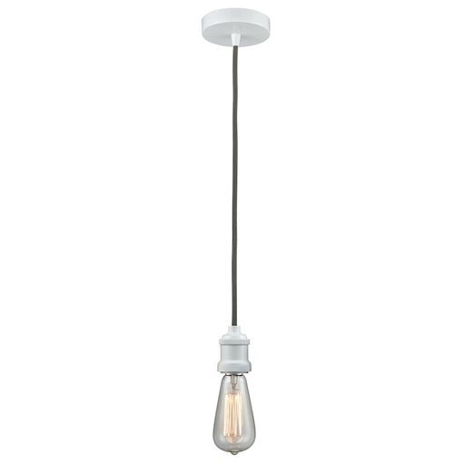 Innovations Edison Bare Bulb Mini Pendant, White/Amber/Gray Cord