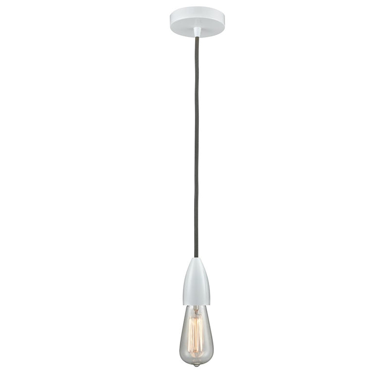 Innovations Fairchild Bare Bulb Mini Pendant, White/Gray Cord