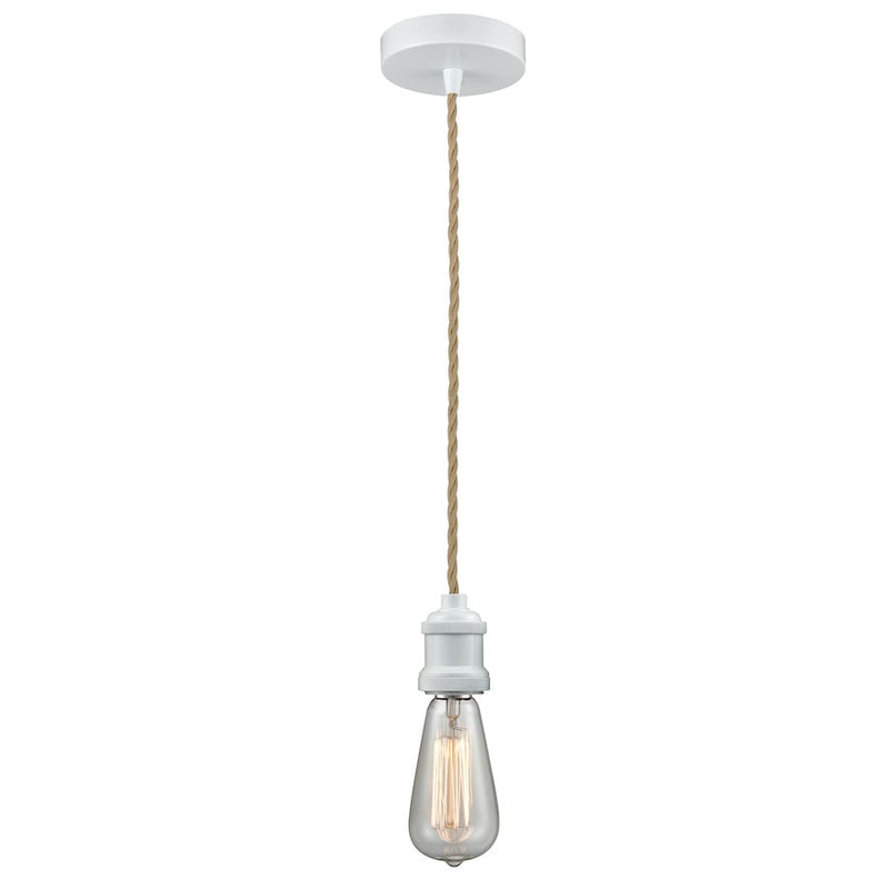 Innovations Edison Bare Bulb Mini Pendant, White/Amber/Rope Cord