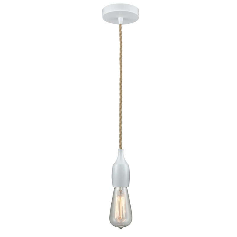 Innovations Chelsea Bare Bulb Mini Pendant, White/Amber/Rope Cord