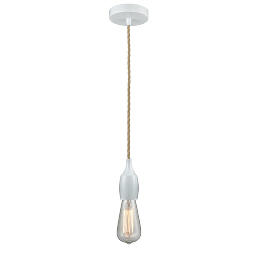 Innovations Chelsea Bare Bulb Mini Pendant, White/Amber/Rope Cord