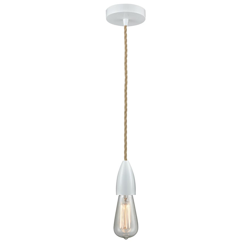 Innovations Fairchild Bare Bulb Mini Pendant, White/Rope Cord