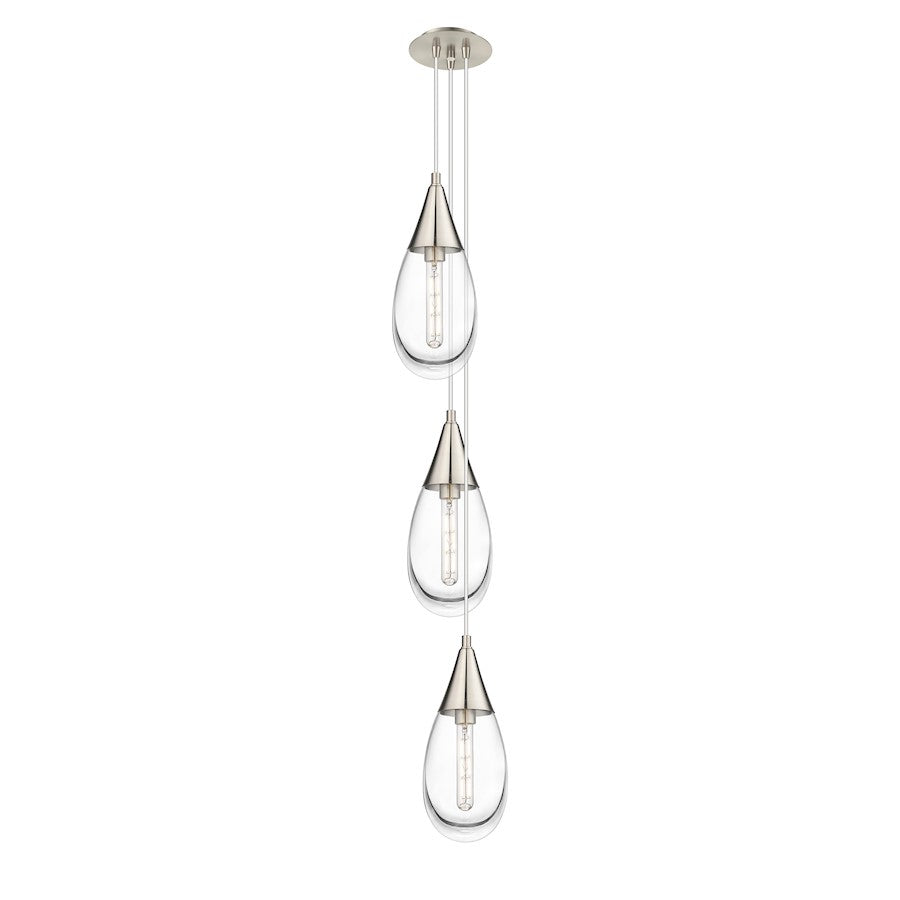 Innovations Malone 3Lt 6" CM Pendant, 6" Canopy, SN/CL - 103-450-1P-SN-G450-6CL