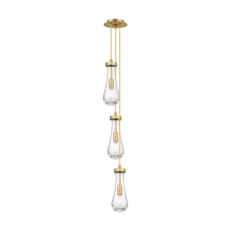 Innovations Owego 6in 3-Light Pendant | Art Deco Brushed Brass and Seedy Glass | Kitchen Island & Dining Room | Model 103-451-1P-BB-G451-4SDY