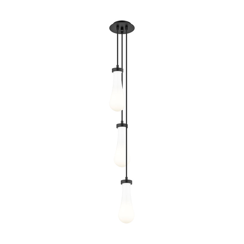 Innovations Lighting Owego 3-Light 7in Multi Pendant | Art Deco Brushed Matte Black and Gloss White Glass | Dining | Model 103-451-1P-BK-G451-4GWH
