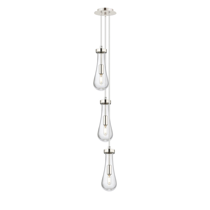 Innovations Owego 3-Light Multi Pendant | Art Deco Polished Nickel and Clear Glass | Kitchen Island & Dining Room | Model 103-451-1P-PN-G451-4CL