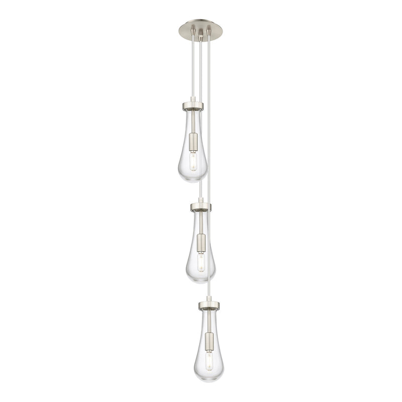 Innovations Owego 6in 3-Light Multi Pendant | Art Deco Brushed Satin Nickel and Clear Glass | Kitchen Island & Dining | Model 103-451-1P-SN-G451-4CL