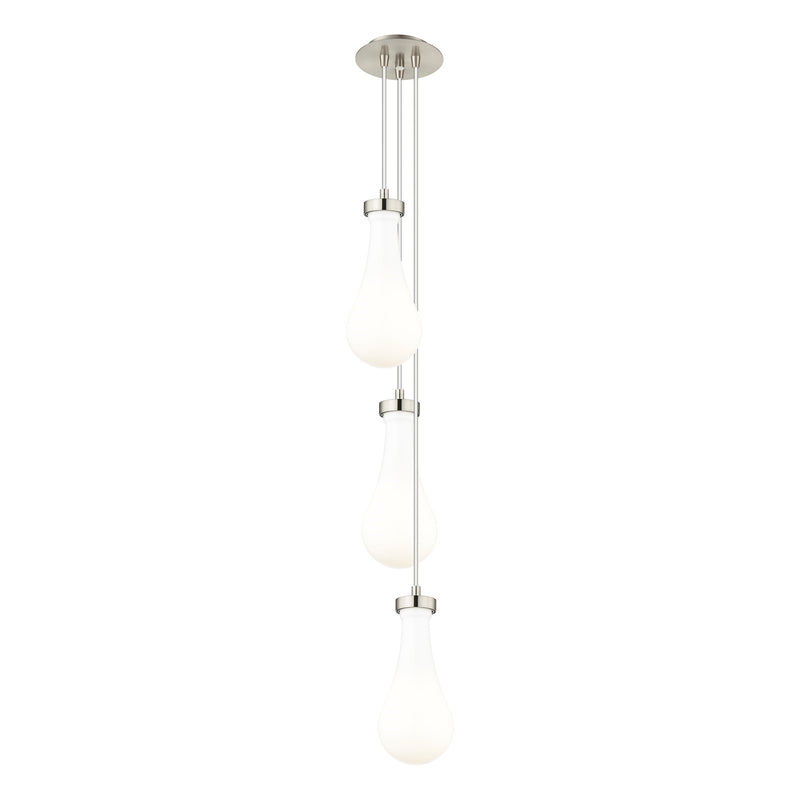 Innovations Owego 7in 3-Light Multi Pendant | Art Deco Brushed Satin Nickel and Gloss White Glass | Kitchen Island | Model 103-451-1P-SN-G451-5GWH