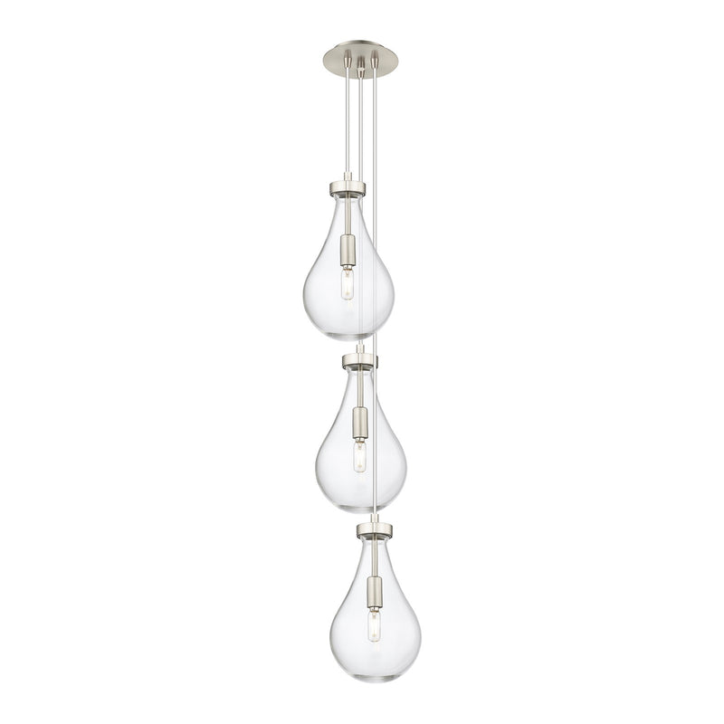 Innovations Owego 7in 3-Light Multi Pendant | Art Deco Brushed Satin Nickel and Clear Glass | Kitchen Island & Dining | Model 103-451-1P-SN-G451-7CL