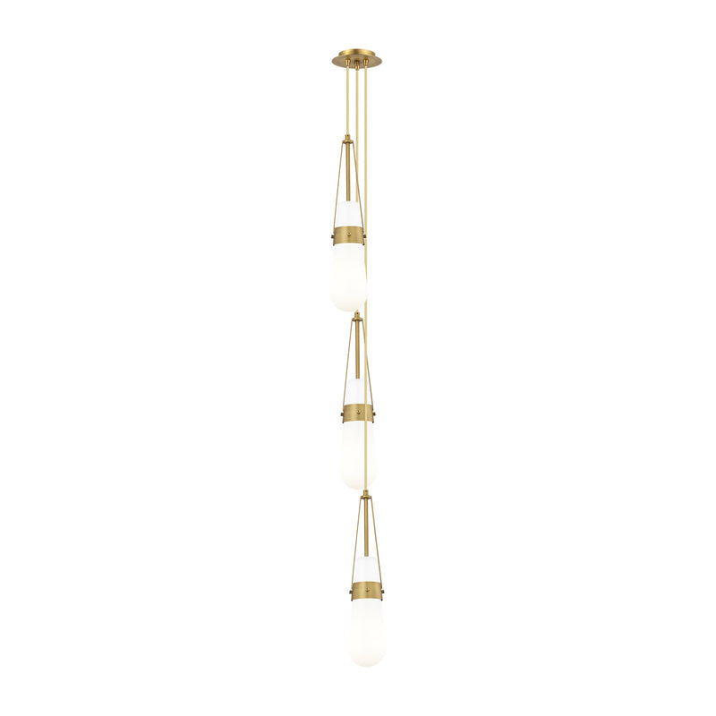 Innovations Milan 6in 3-Light Multi Pendant | Art Deco Brushed Brass and Glossy White Glass | Kitchen Island & Dining | Model 103-452-1P-BB-G452-4GWH